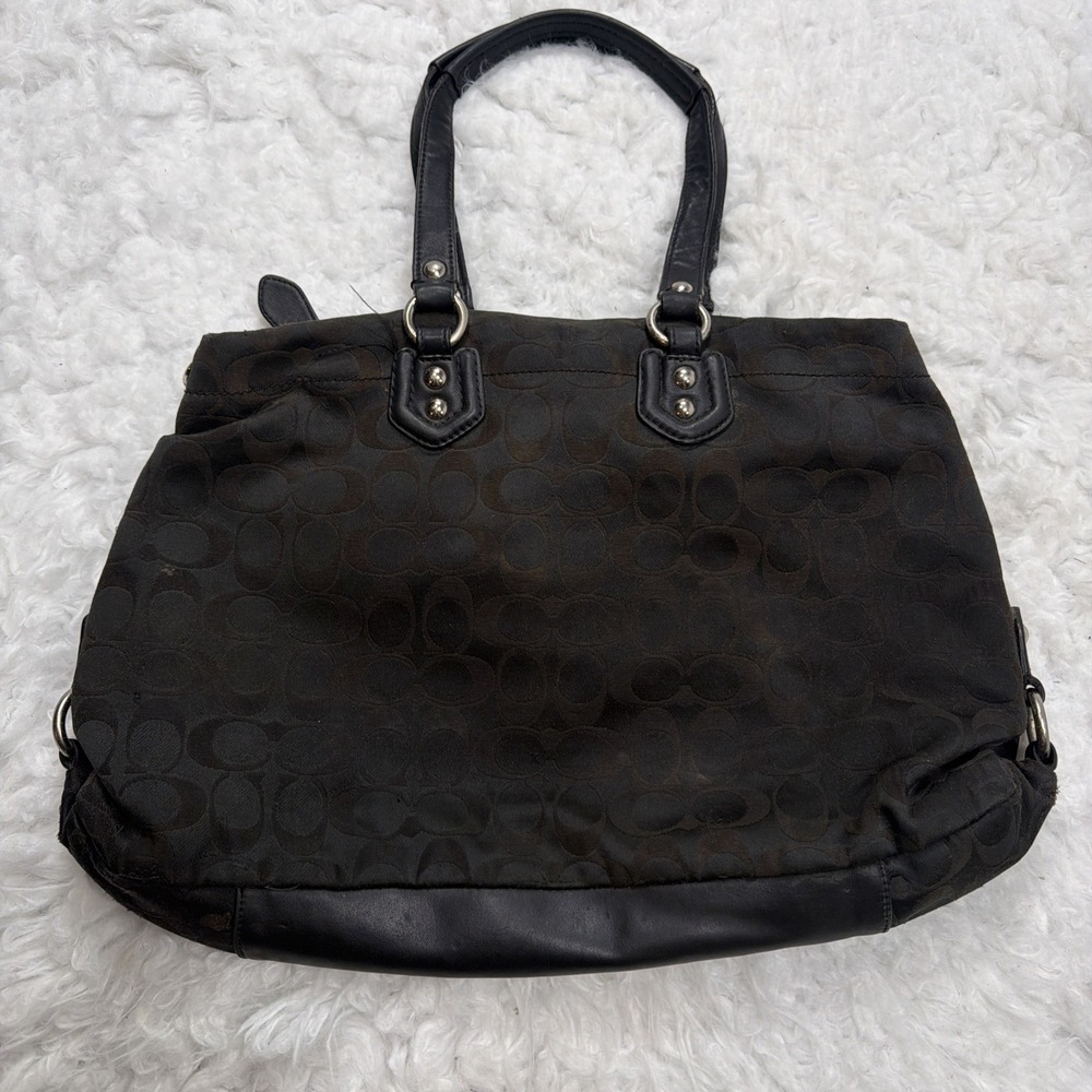 Vintage Y2K Coach Ashley Signature Shoulder Bag "Big C" Canvas Black Brown Purse - Picture 3 of 13